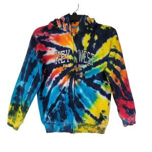 Sz L Kid's Unisex Hoodie Key West Florida Tie Dye Shirt exist kids boho relaxed
